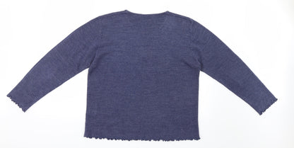 Elizabeth Scott  Womens Blue Geometric Knit Pullover Jumper Size L