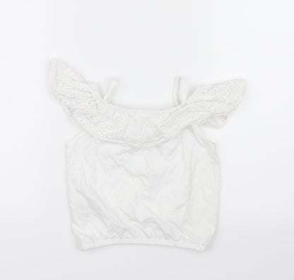 Back view of Very girls’ white basic blouse, size 3-4, years