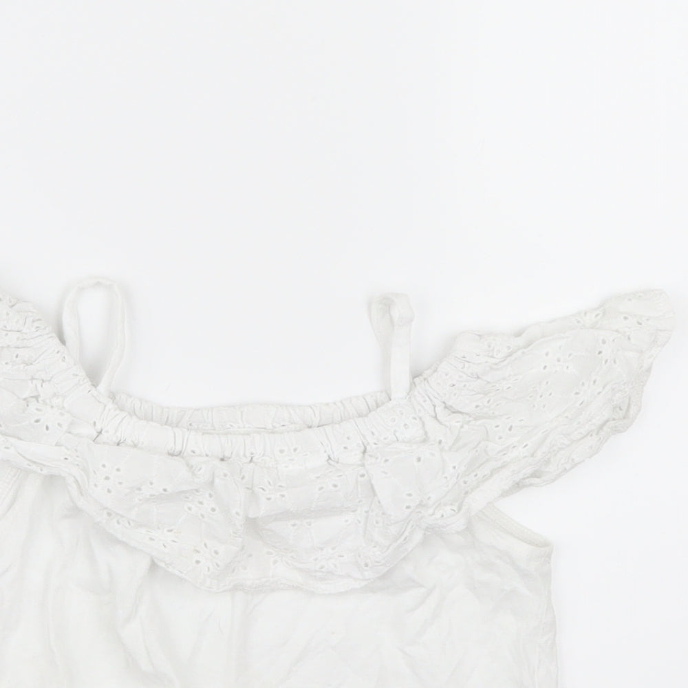 Close-up detail of Very girls’ white basic blouse, size 3-4, years