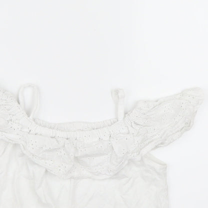 Close-up detail of Very girls’ white basic blouse, size 3-4, years