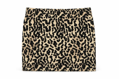 Front view of Zara women’s black animal print straight & pencil skirt, size UK 27, in - leopard print
