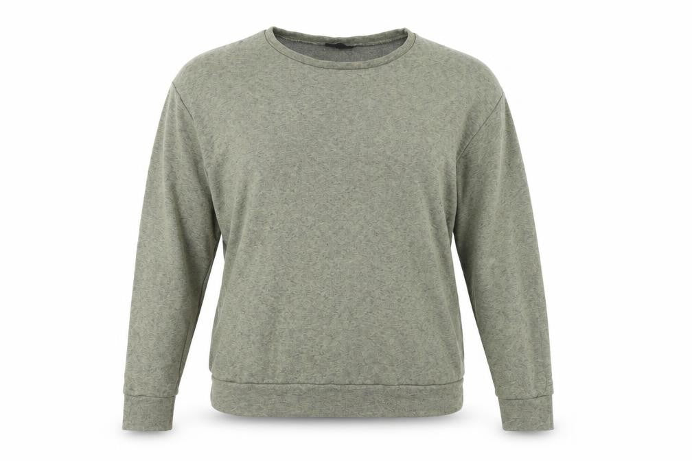 Front view of Topshop women’s green jumper, size UK 12
