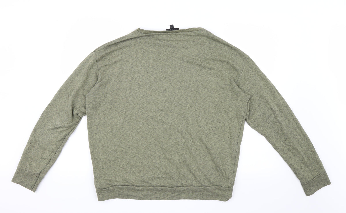 Back view of Topshop women’s green jumper, size UK 12