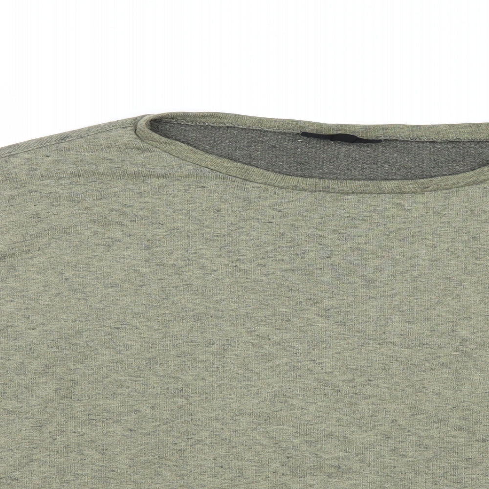 Close-up detail of Topshop women’s green jumper, size UK 12