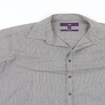 Mens UK Size 16 NEXT Grey  Button-Up Long Sleeve Casual Shirt