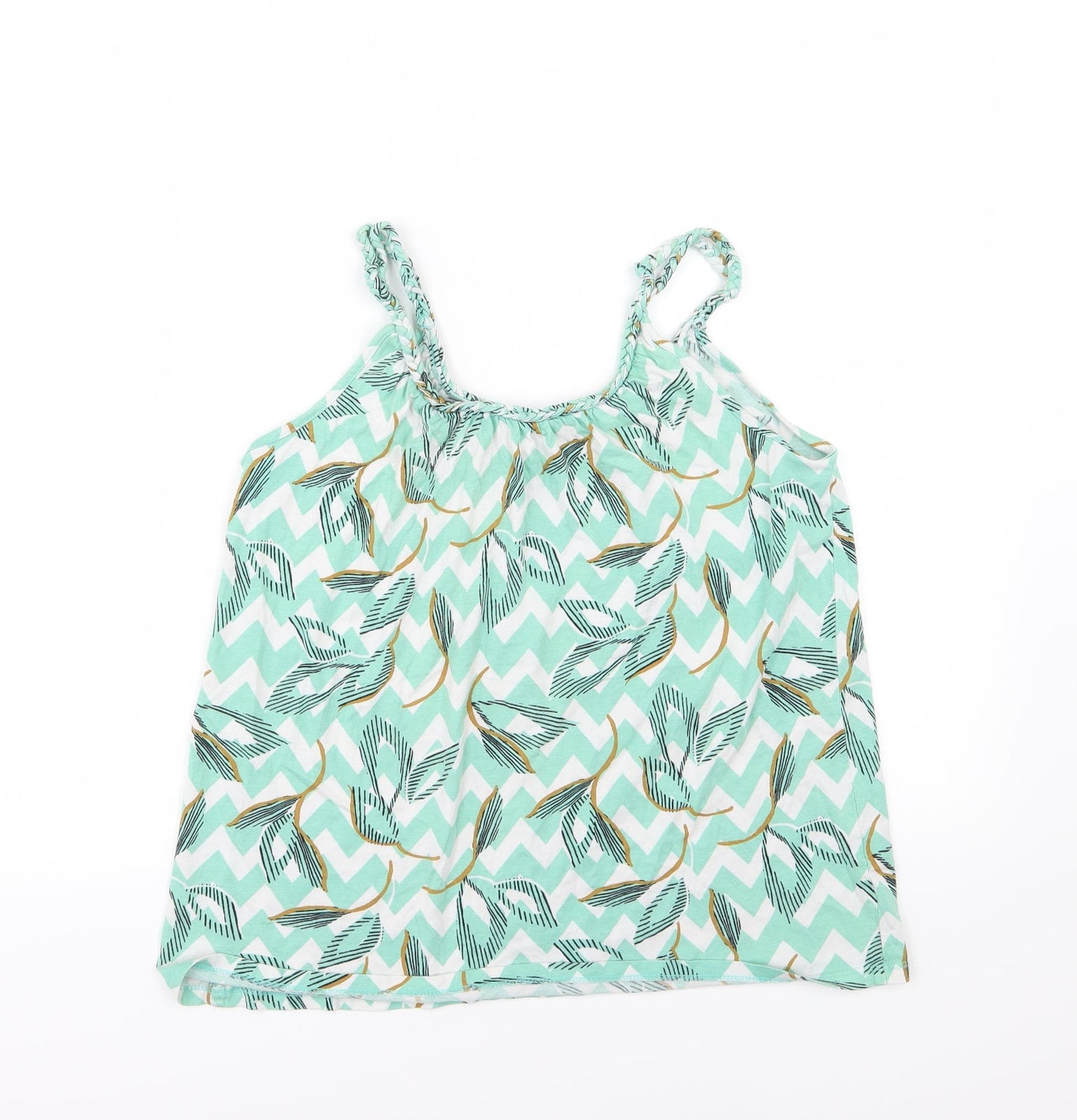 TU Womens Green Geometric Jersey Basic Tank Size 10