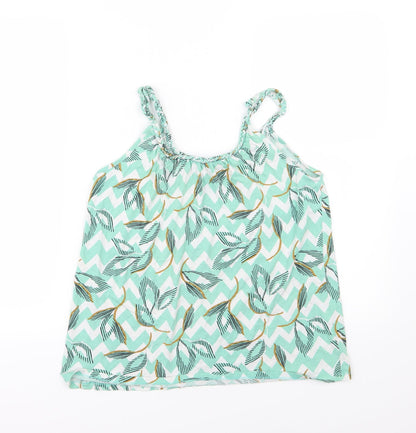 TU Womens Green Geometric Jersey Basic Tank Size 10