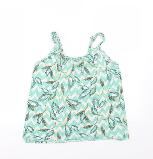 TU Womens Green Geometric Jersey Basic Tank Size 10
