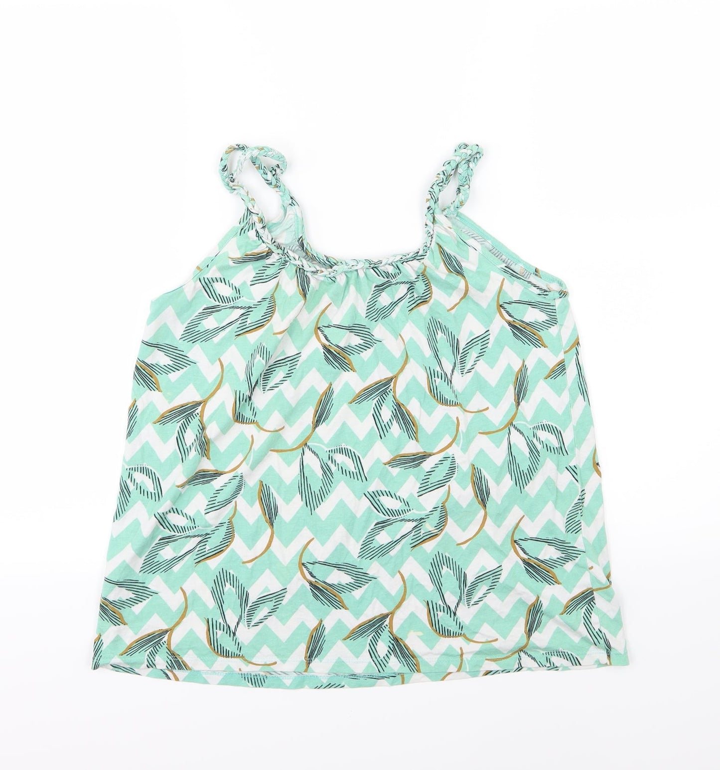 TU Womens Green Geometric Jersey Basic Tank Size 10