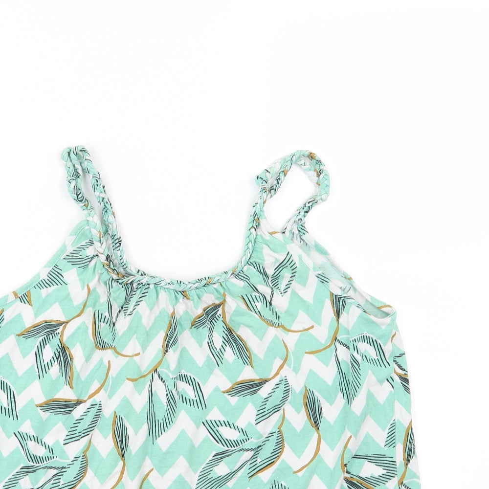 TU Womens Green Geometric Jersey Basic Tank Size 10