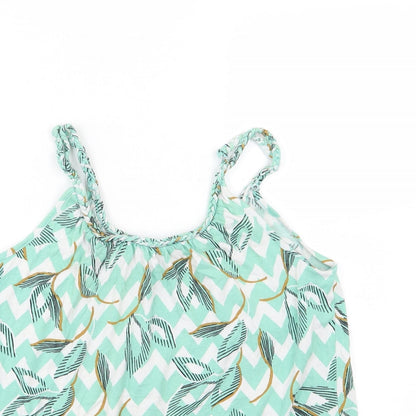 TU Womens Green Geometric Jersey Basic Tank Size 10