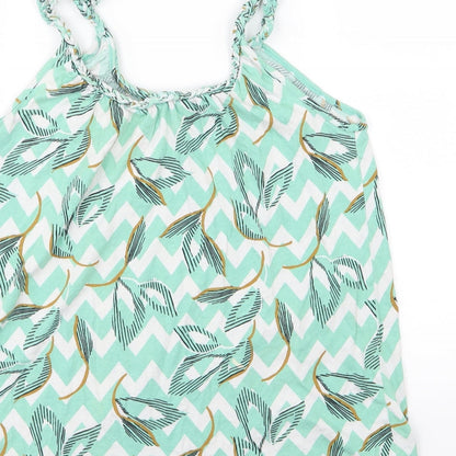 TU Womens Green Geometric Jersey Basic Tank Size 10