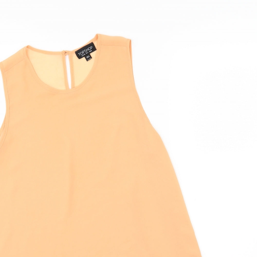 Womens UK Size 8 Topshop Orange Basic Blouse