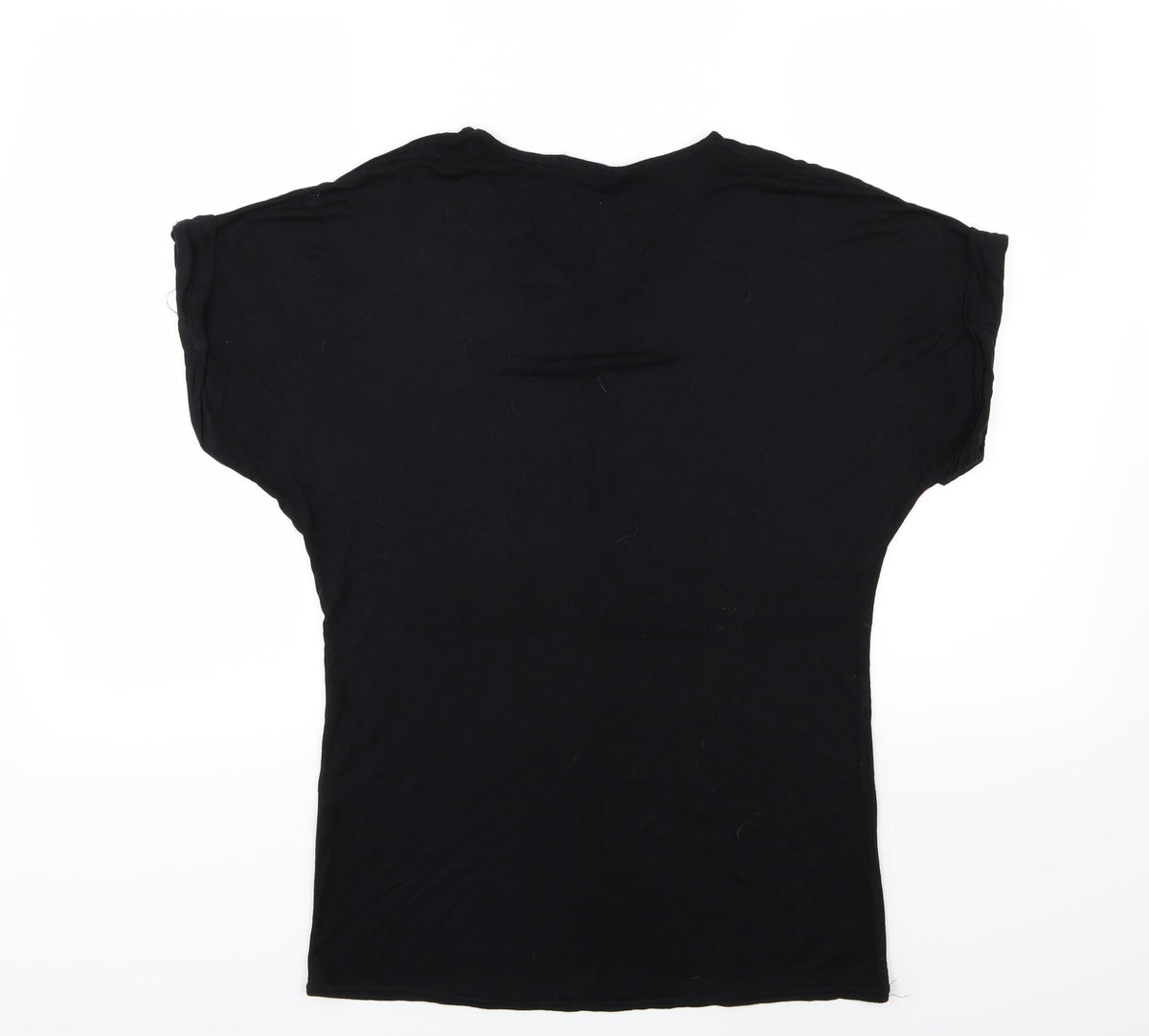 Back view of Billys Collection women’s black jersey basic t-shirt, size UK 20