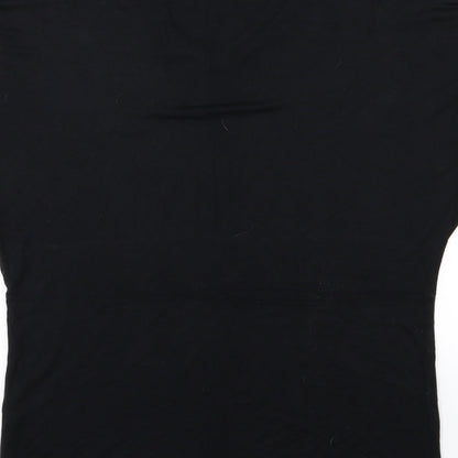 Brand and care label for Billys Collection women’s black jersey basic t-shirt, size UK 20