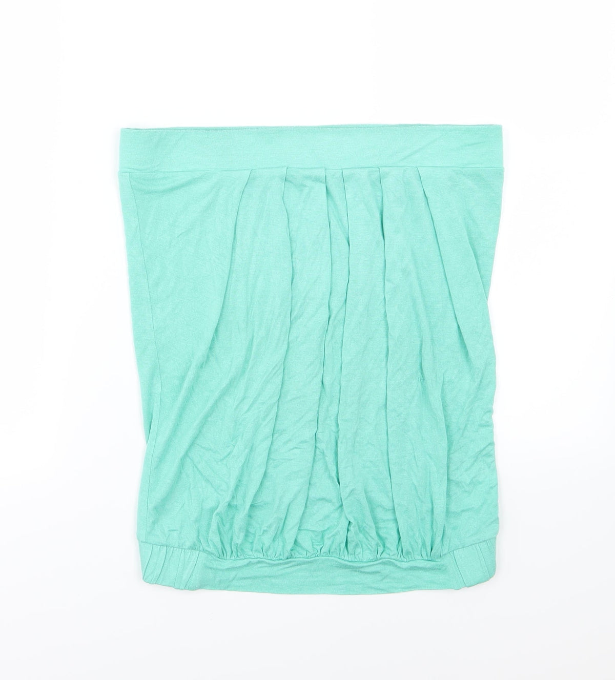 Additional front view of Pattyboutik women’s green jersey basic t-shirt, size M