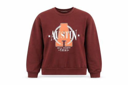 Front view of Primark women’s brown pullover sweatshirt, size S, - austin texas