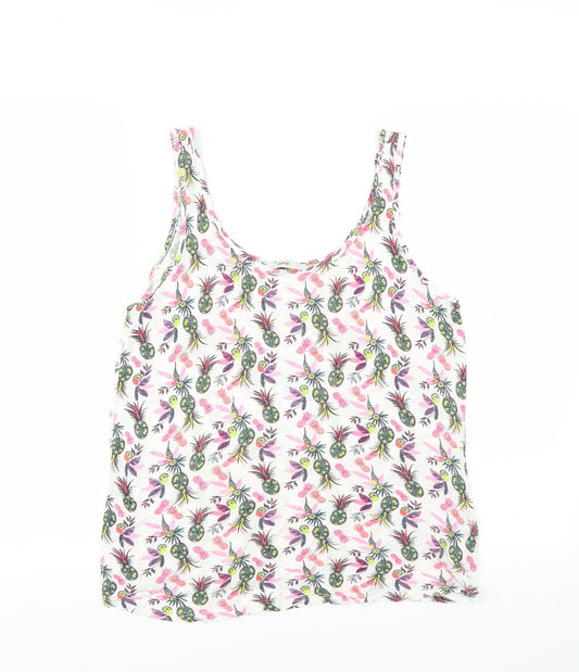 George Womens White   Basic Tank Size 10  - Tropical Print