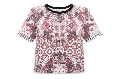 Topshop Womens Pink Floral  Basic T-Shirt Size 8  - CROPPED