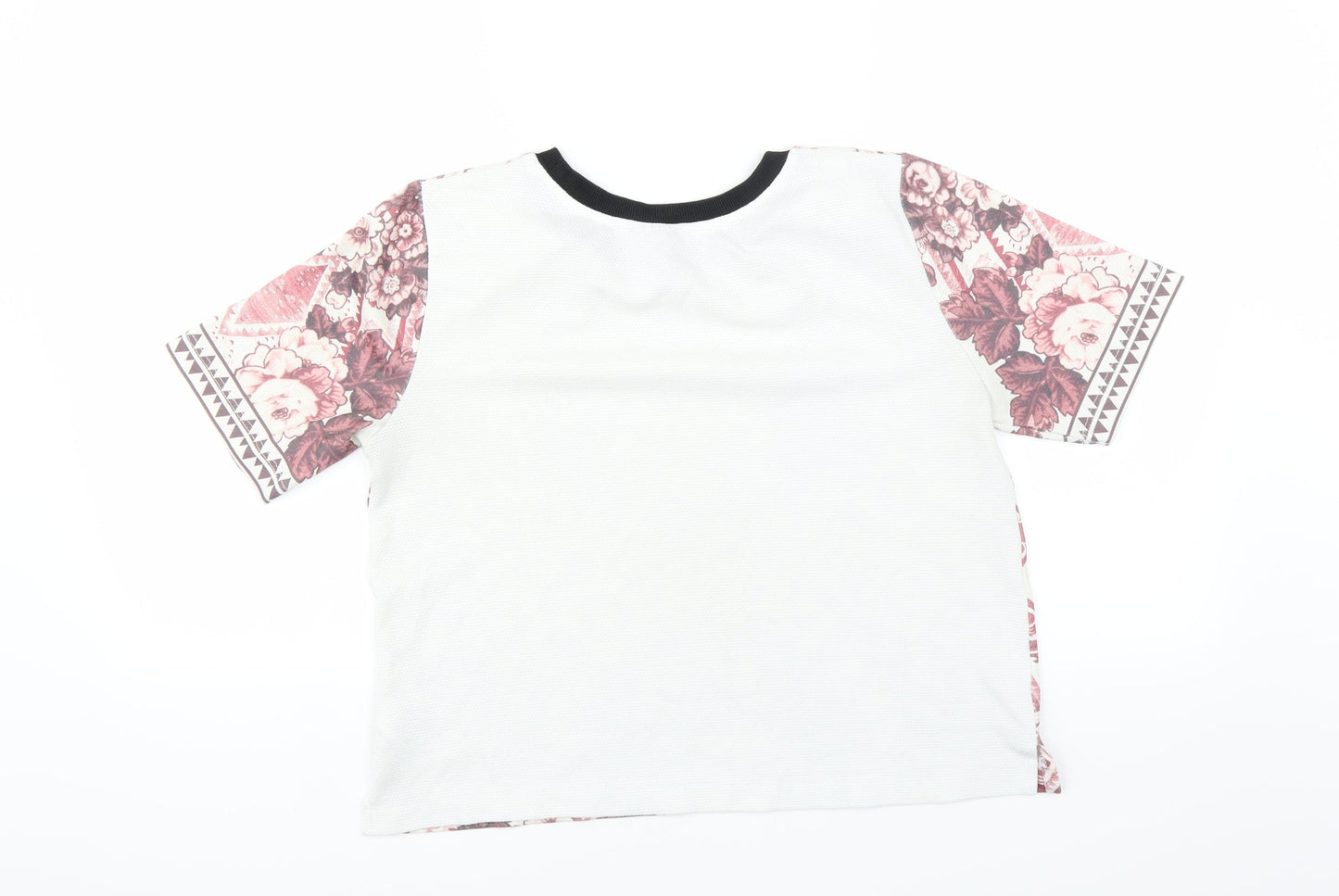 Topshop Womens Pink Floral  Basic T-Shirt Size 8  - CROPPED