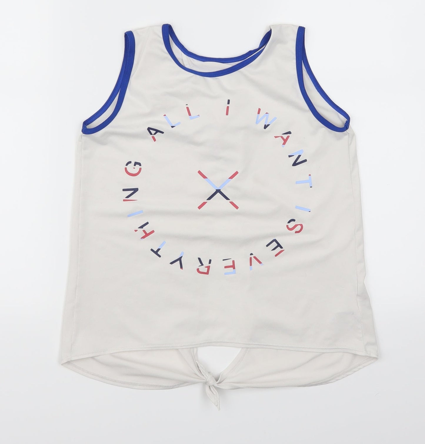 Matalan Girls White   Basic Tank Size 9 Years  - All I Want Is Everything