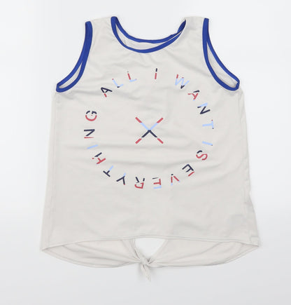 Matalan Girls White   Basic Tank Size 9 Years  - All I Want Is Everything