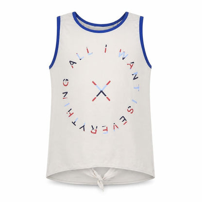 Front view of Matalan girls’ white basic tank, size 9, years - all i want is everything