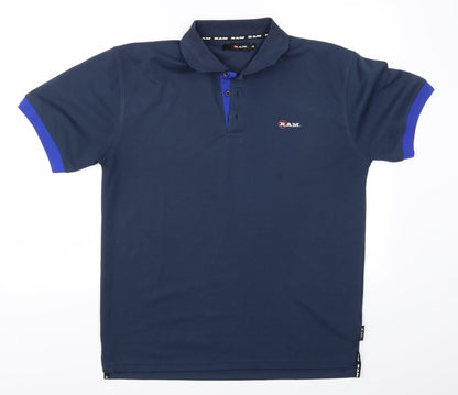 RAM Mens Blue    Polo Size M