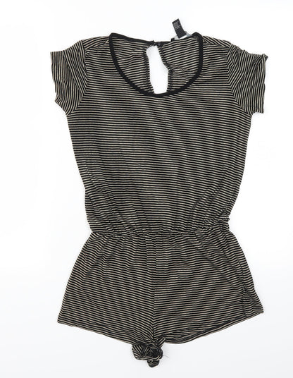 FOREVER 21 Womens Beige Striped Rayon Playsuit One-Piece Size S