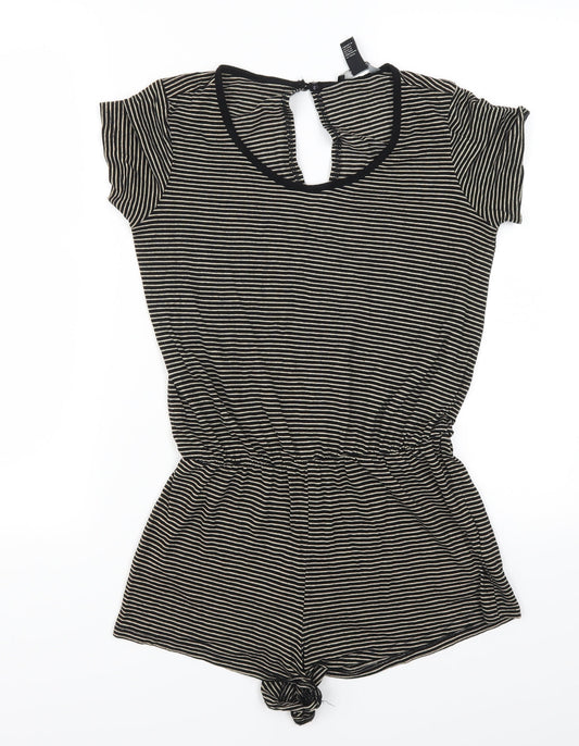 FOREVER 21 Womens Beige Striped Rayon Playsuit One-Piece Size S