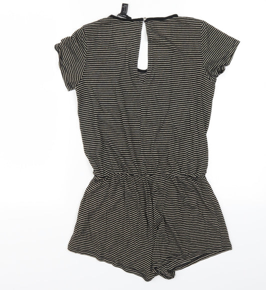 FOREVER 21 Womens Beige Striped Rayon Playsuit One-Piece Size S