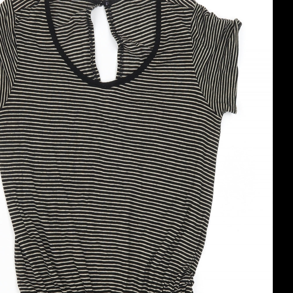 FOREVER 21 Womens Beige Striped Rayon Playsuit One-Piece Size S