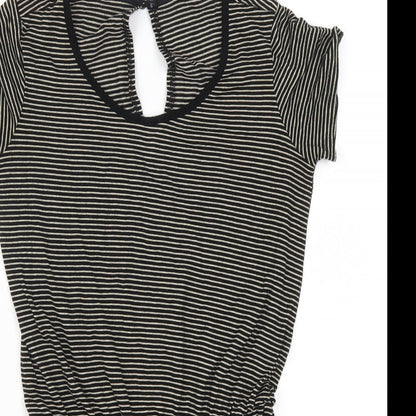 FOREVER 21 Womens Beige Striped Rayon Playsuit One-Piece Size S