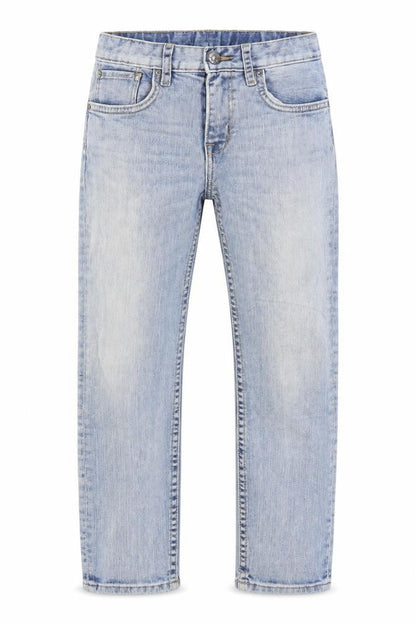 Front view of H&M boys’ blue denim straight jeans, size S
