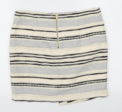 H&M Womens Beige Striped  Straight & Pencil Skirt Size 12