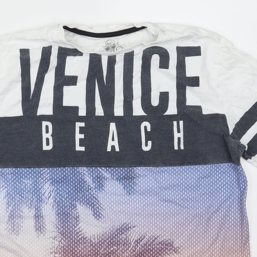 F&F Boys White   Basic T-Shirt Size 10-11 Years  - Venice Beach California