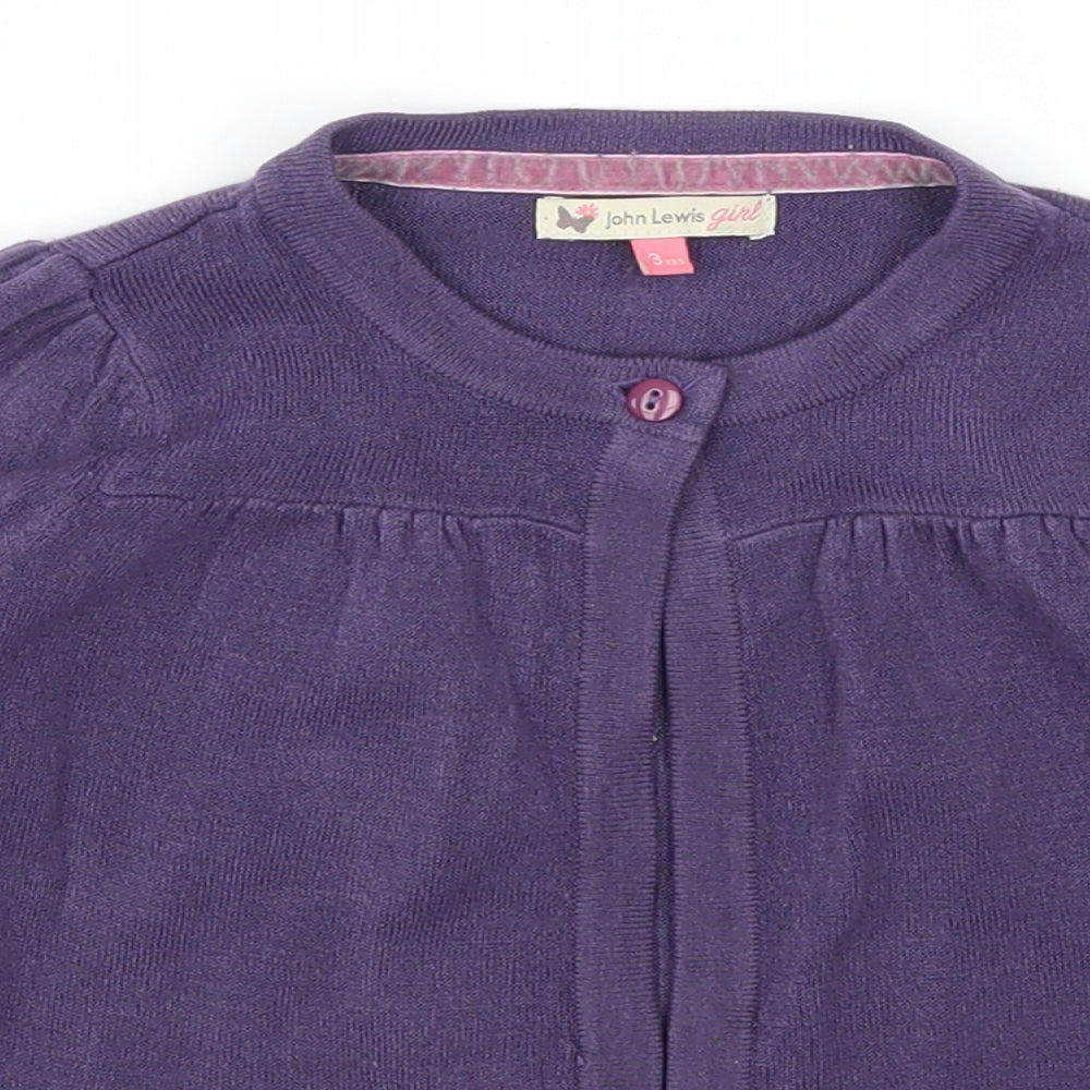 John Lewis Girls Purple   Cape Jumper Size 3 Years