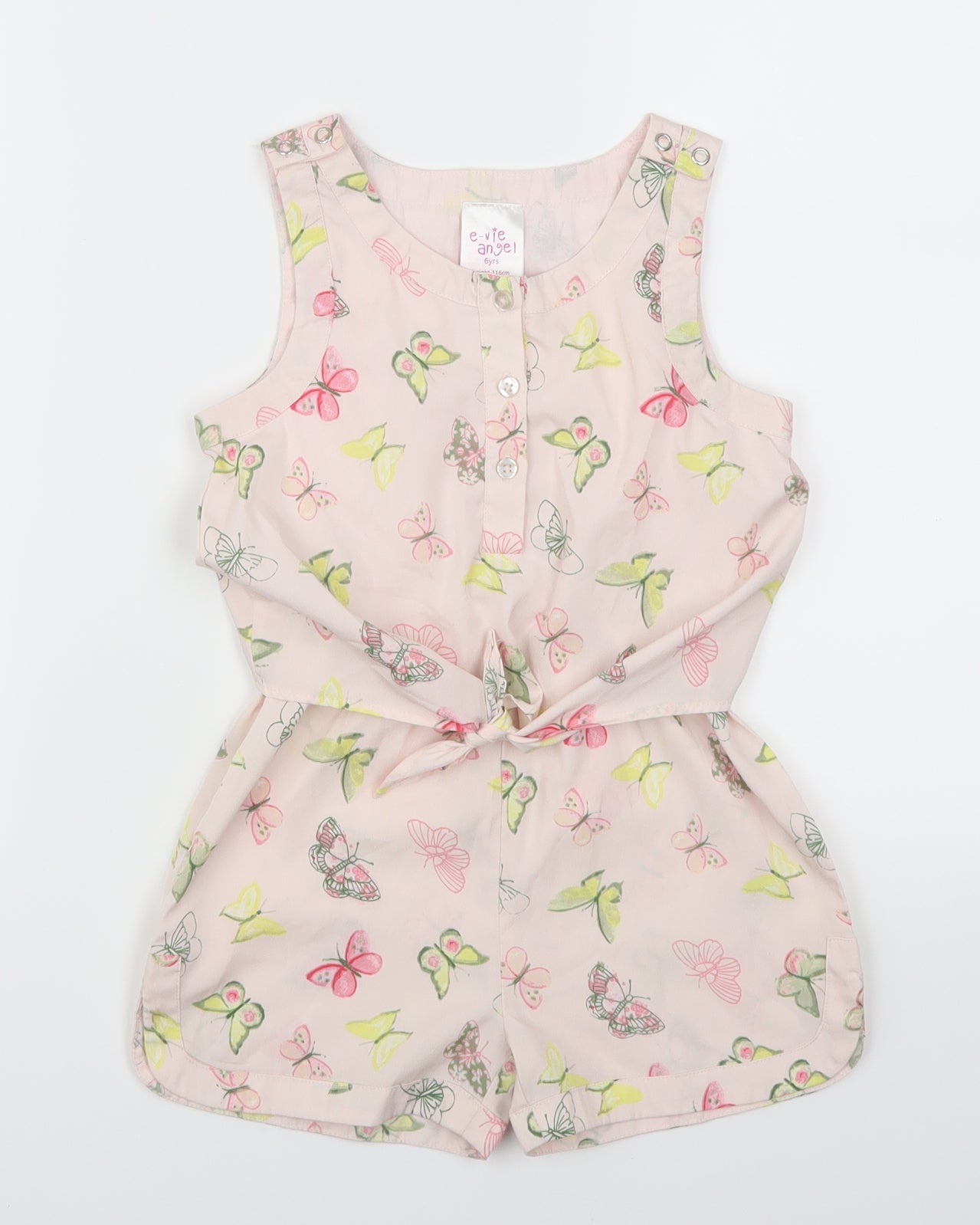 Evie Girls Pink Animal Print  Playsuit One-Piece Size 6 Years  - Butterflies