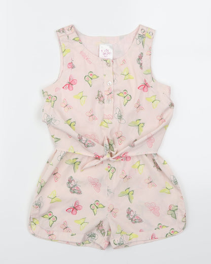 Evie Girls Pink Animal Print  Playsuit One-Piece Size 6 Years  - Butterflies