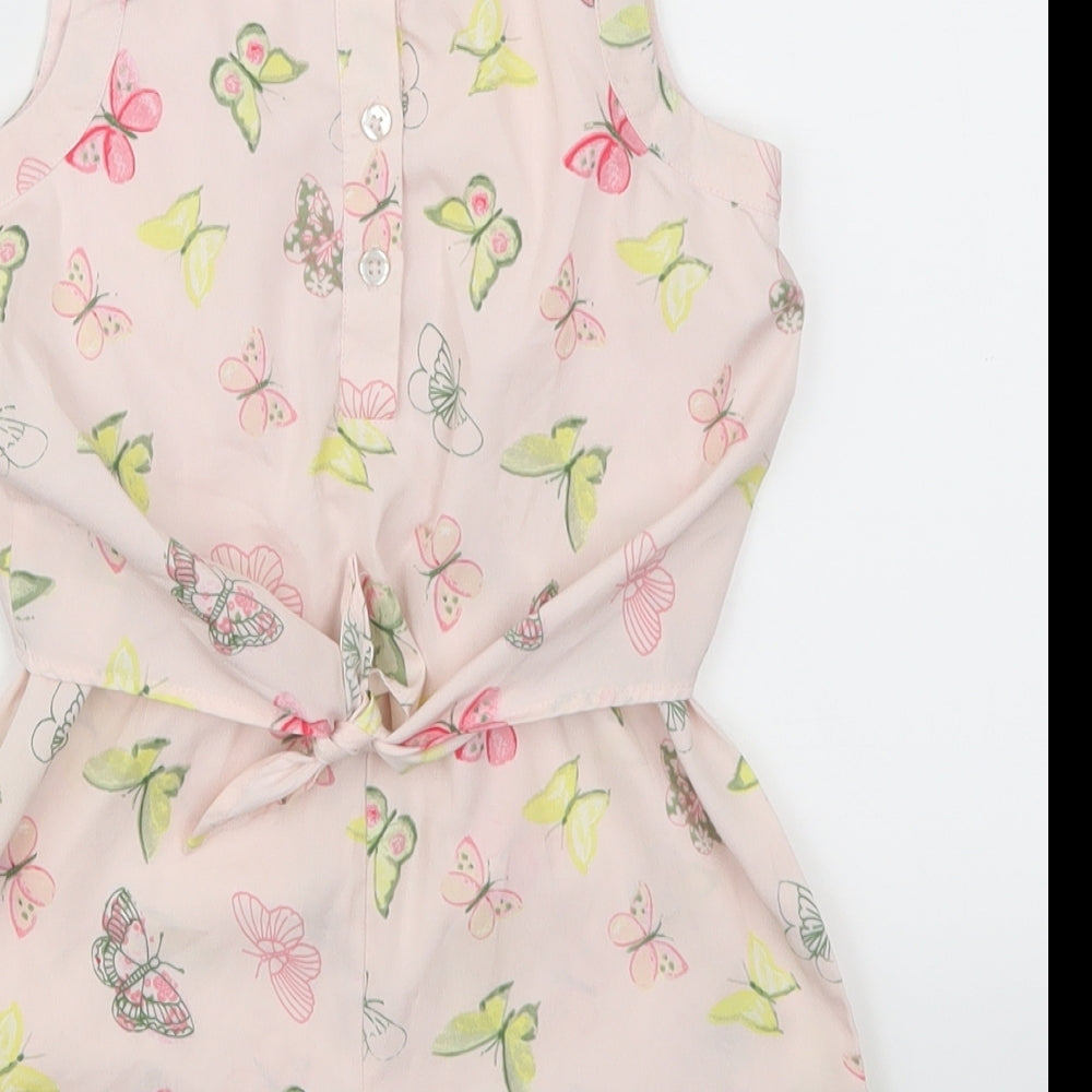 Evie Girls Pink Animal Print  Playsuit One-Piece Size 6 Years  - Butterflies