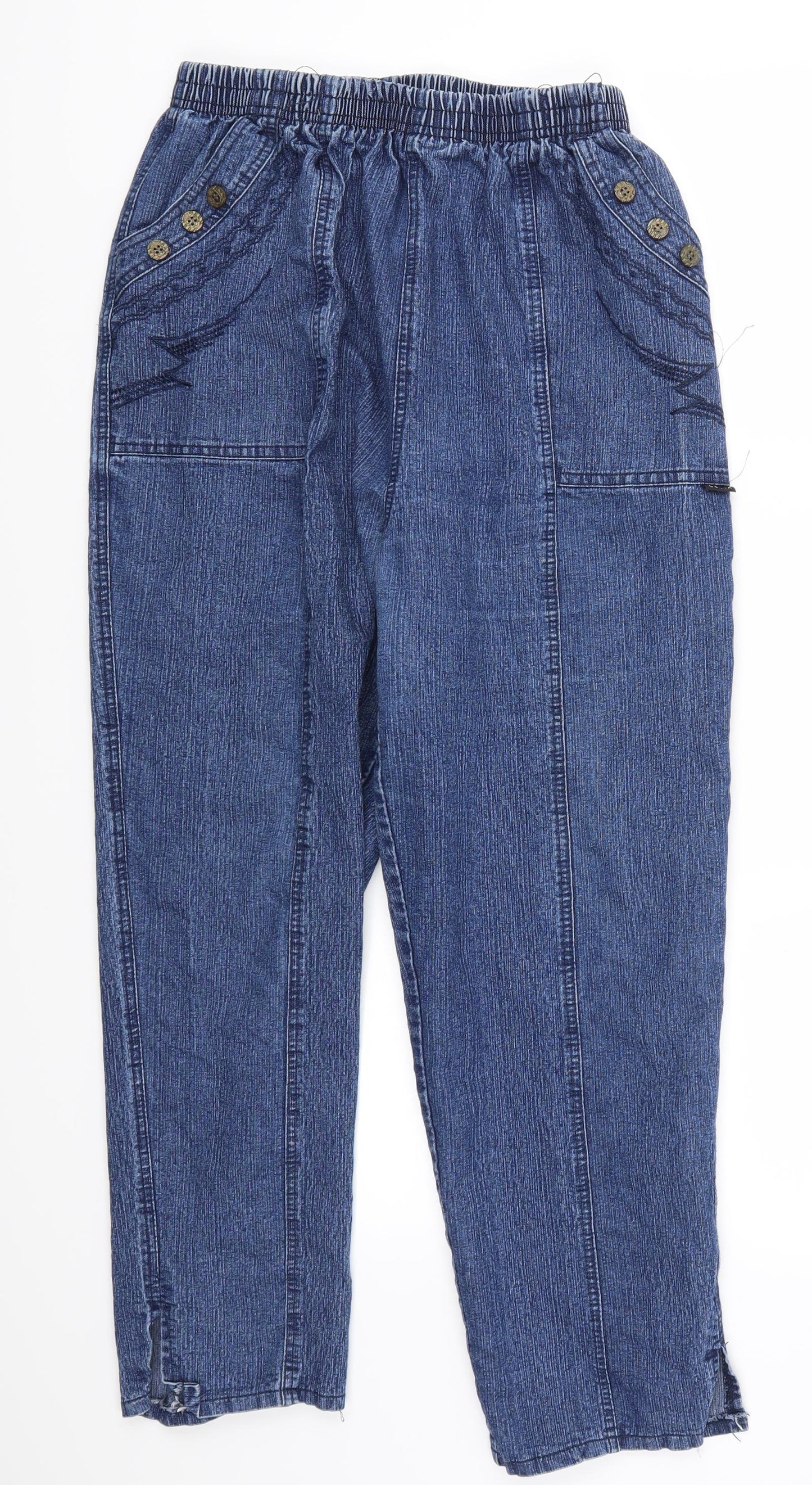 Womens UK Size 27 in Preworn Regular Fit Cropped Blue Jeans