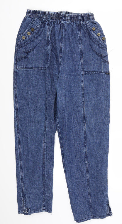 Womens UK Size 27 in Preworn Regular Fit Cropped Blue Jeans