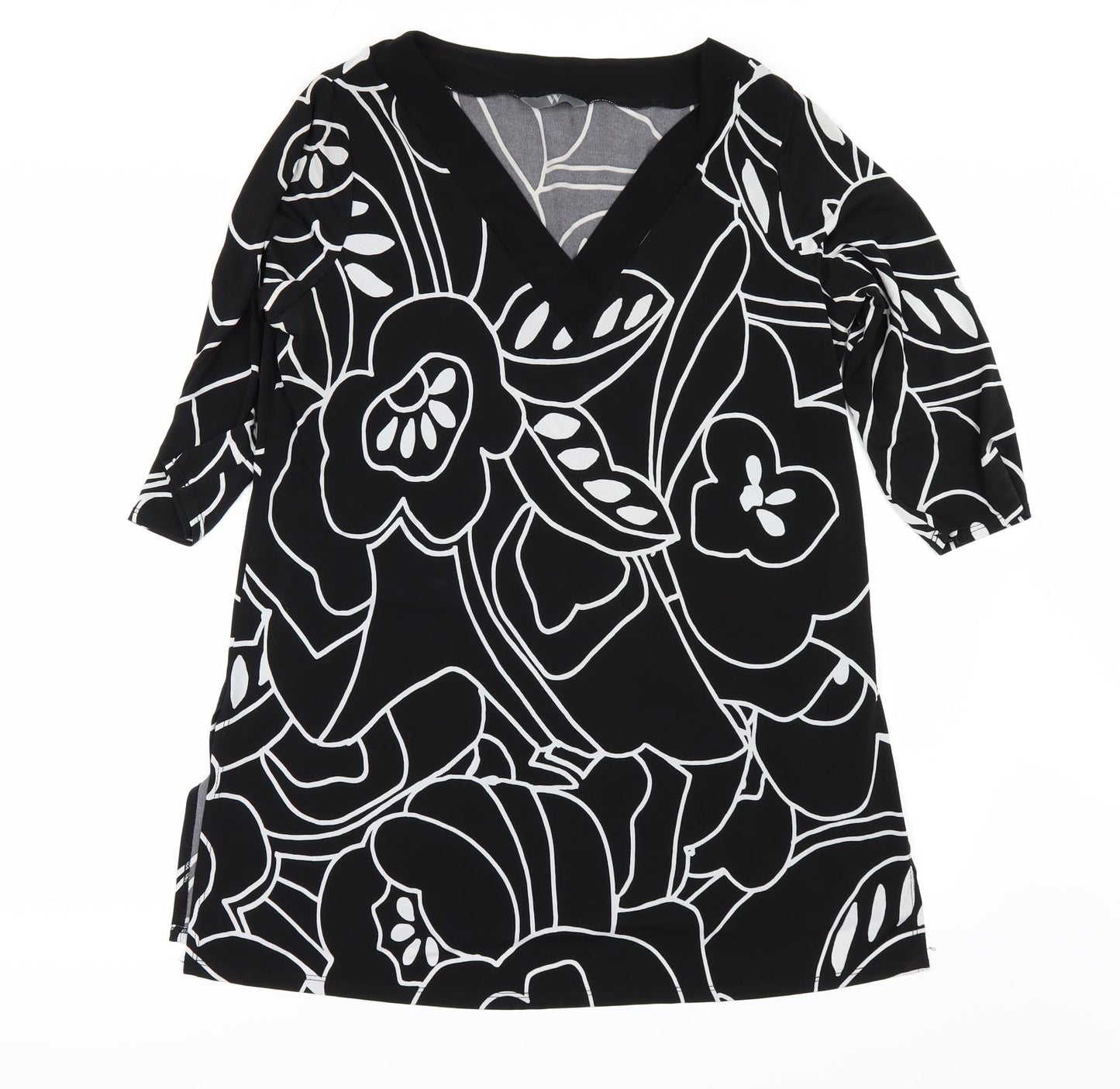 BHS Womens Black Geometric  Basic Blouse Size 14