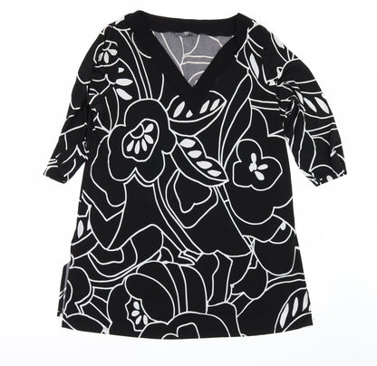 BHS Womens Black Geometric  Basic Blouse Size 14