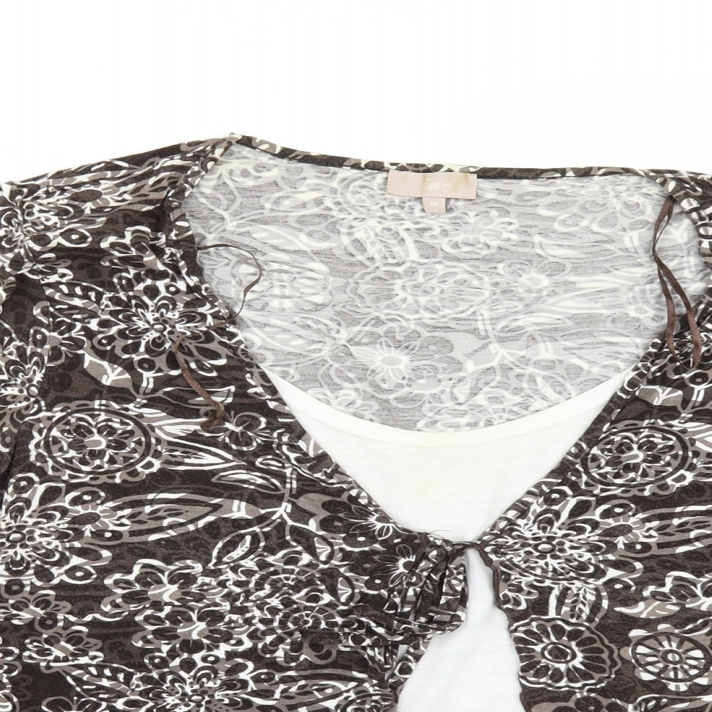 Womens UK Size 16 Soon Brown Basic T-Shirt