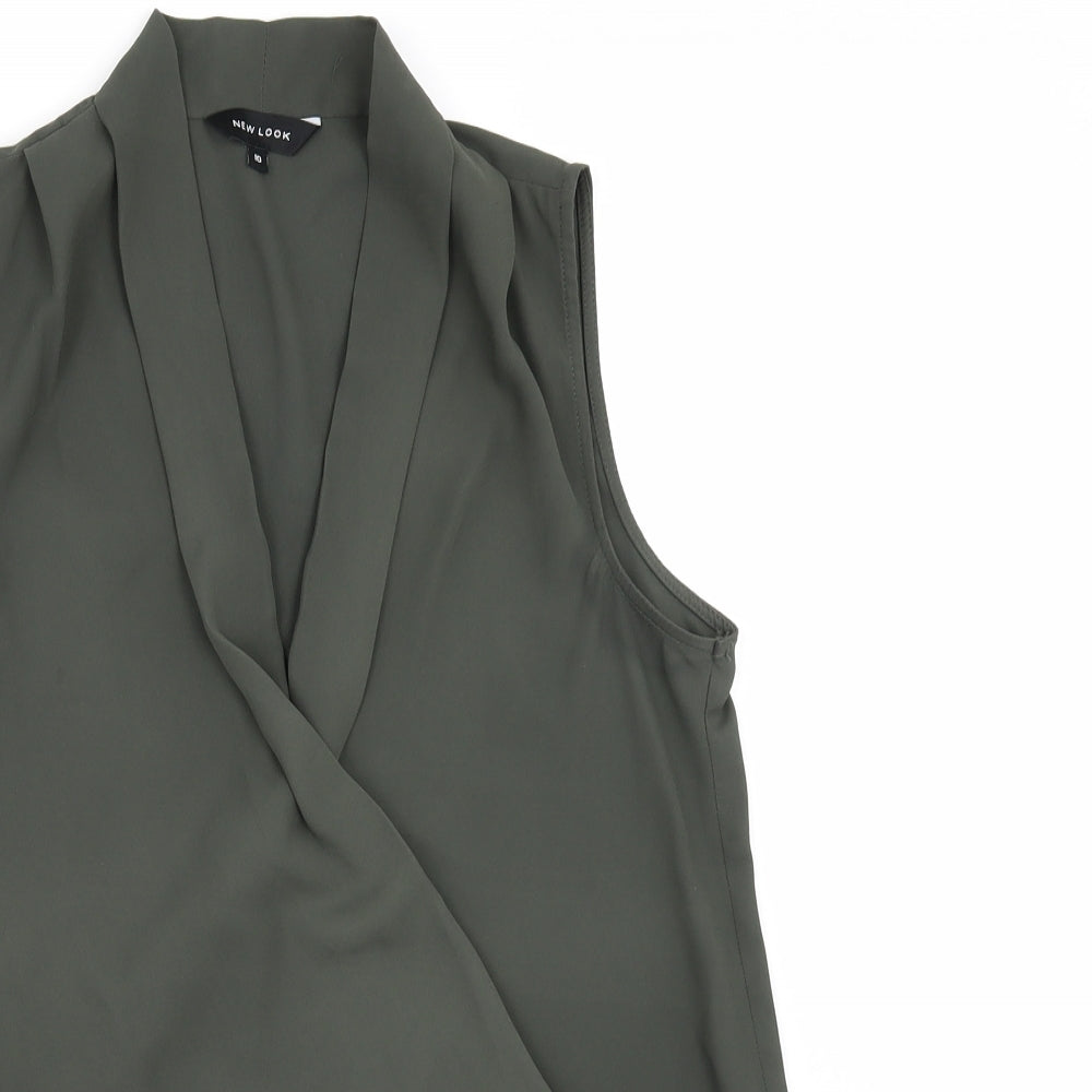 Womens UK Size 10 New Look Green Tunic Blouse