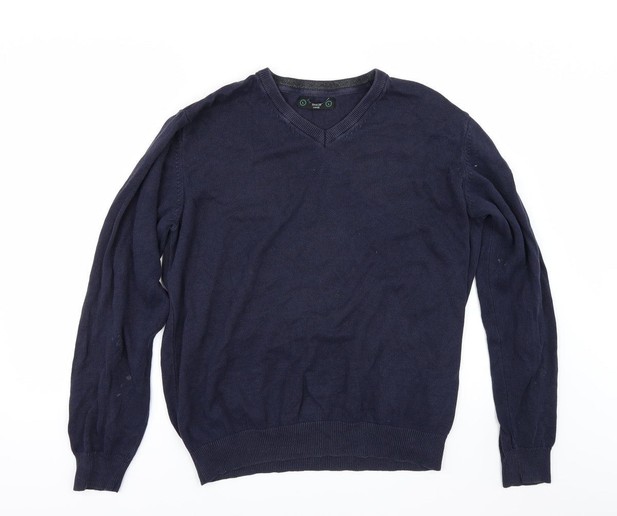 Additional front view of St Bernard men’s blue jumper, size L