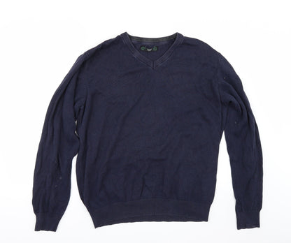 Additional front view of St Bernard men’s blue jumper, size L