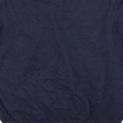 Brand and care label for St Bernard men’s blue jumper, size L