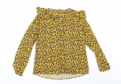 Savida` Womens Yellow Animal Print  Tunic Blouse Size XS